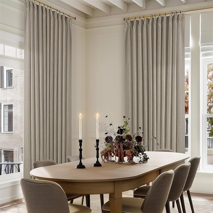 Burlywood Birch 84 Inches Long 70 Inch Wide Linen Curtains Pinch Pleated | - Image 8