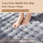 Blue Grey Rabbit Plush Rug 3'x5', Fluffy Shaggy Area Rug - Image 4