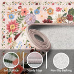 Beige Floral Hallway Runner Rug 2x5 - Image 7