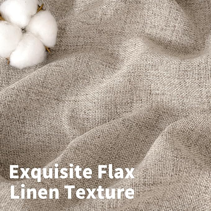 YoungsTex 68 Inch Length Burlap Linen Curtains 2 Panels Set - Image 4