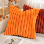 decorUhome Fall Faux Fur Throw Pillow Covers 18x18 Set of 2 Orange | Decorative - Image 6