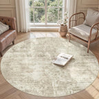Soalmost Abstract 6x6 Round Rug 6ft Circle Living Room Rugs, Low Pile Stain by Soalmost