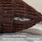 Pack of 2 Corduroy Decorative Throw Pillow Covers 26x26 Inch, Dark Brown | Fall - Image 3