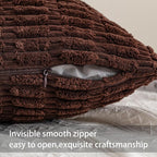 Pack of 2 Corduroy Decorative Throw Pillow Covers 12x24 Inch, Light Brown | - Image 3