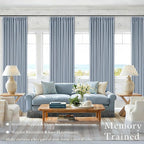 100 Inch Blackout Pinch Pleated Thick Linen Curtains 2 Panel Set | 100% Black - Image 2