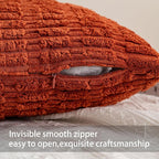 Pack of 2 Corduroy Decorative Throw Pillow Covers 24x24 Inch, Wine Red | Fall - Image 3