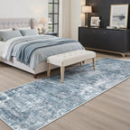 Soalmost Abstract Runner Rug 2x8 Washable Hallway Kitchen Runners Blue/Grey | - Image 4