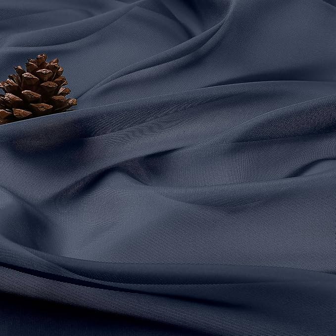 Extra Long Navy Blue Sheer Curtains 96 Inches Long 2 Panels Set, Soft - Image 7