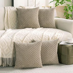Set of 4 Taupe Decorative Throw Pillow Covers 24x24 Inch Corduroy Pillow Covers - Image 9