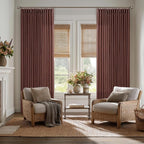 Pinch Pleated Curtains 90 Inch Long Thick Linen Rust Brown Semi Sheer Curtain - Image 8