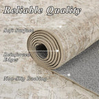 Schweek 6x9 Beige Area Rug Washable Neutral Distressed Rugs - Image 5