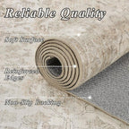 Schweek 4x6 Beige Area Rug Washable Non Slip Vintage Neutral Entryway Rugs | - Image 4