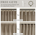 Pinch Pleat 84 Inch Semi Sheer Linen Memory Trained Curtains Camel Tan 50W | - Image 7