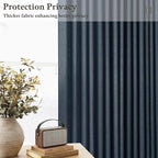Blue Linen Pleated Light Filtering Sheer Curtains - Image 6