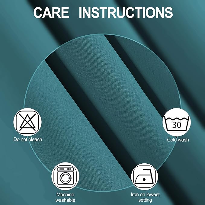 Sea Teal Blackout Curtains 40 x 63 Inch Length/Set of 2 Curtain Panels/Thermal - Image 4
