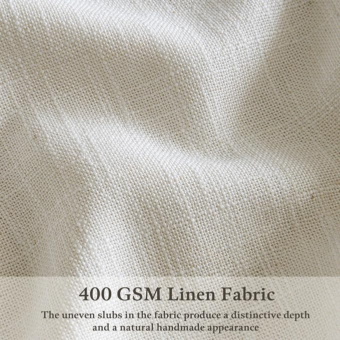Semi Sheer Linen Pinch Pleated Boho Curtains 102 Inches Long Natural Cream | - Image 3