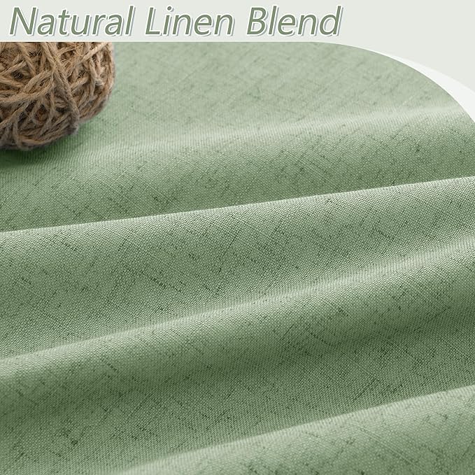 100% Blackout Linen Curtains 102 Inch Length 2 Panels Set - Image 3