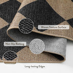Lahome Checkered Easy Jute 6x9 Area Rugs, Outdoor Patio Rug Washable | - Image 5