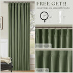 102 Inch Olive Green Linen Pinch Pleated Black Out Curtains - Image 5