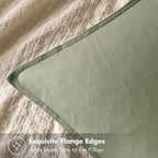 MIULEE Decorative Linen Euro Sham Pillow Covers 24x24 Sage Green | Boho - Image 2