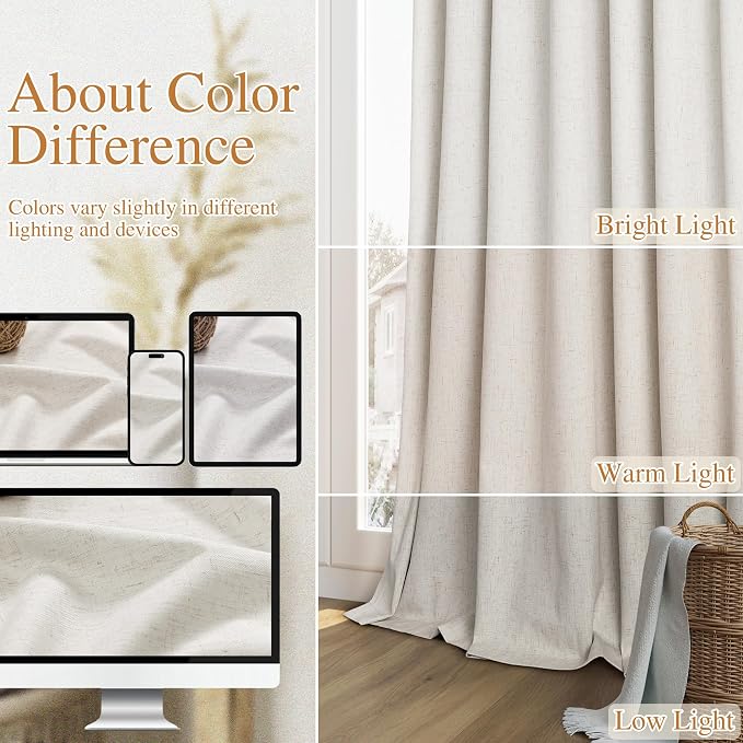 90 Inch Long Boho 100% Blackout Linen Curtains - Image 7