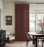Pinch Pleated Curtains 90 Inch Long Thick Linen Rust Brown Semi Sheer Curtain - Image 9