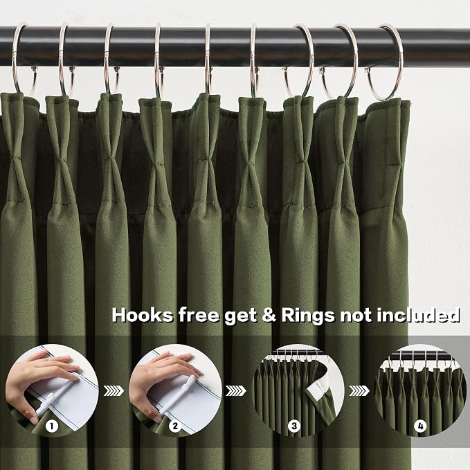 96 Inch Curtains with Pinch Pleat, Warm Cold Blocking Block Out Room Darkening - Image 2