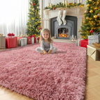 Amdrebio Blush Pink Fluffy Rug 5x8 - Image 4