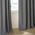 Charcoal Grey 84 Inch Pinch Pleated Linen Semi Sheer Curtains 2 Panel Set | - Image 9