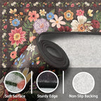 Black Brown Floral Hallway Runner Rug 2x6 - Image 7