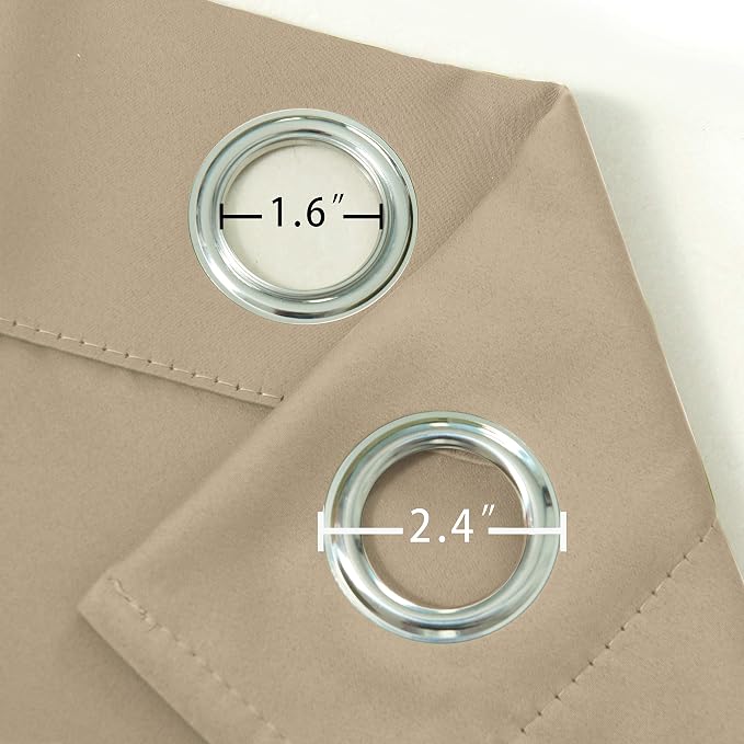 Beige Thermal Blackout Curtains/38 x 84 Inch/Set of 2 Panels Room Darkening - Image 5