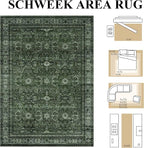 Schweek Green 5x7 Area Rug for Living Room Washable Non Slip Neutral Rugs | - Image 2