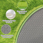 Tie Dye Green Round Rugs Small 3x3 ft Fluffy Circle Rug Furry Carpet Shaggy - Image 4