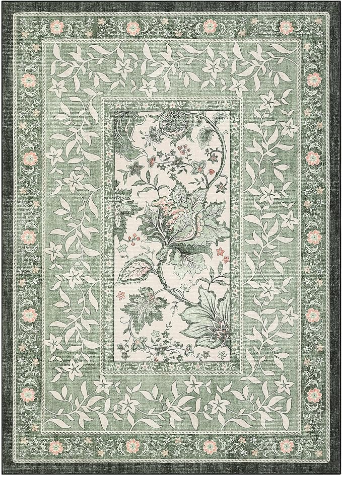 GarveeHome Provence Sage Green 6x9 Area Rugs, Botanical Grove Vintage - Image 5