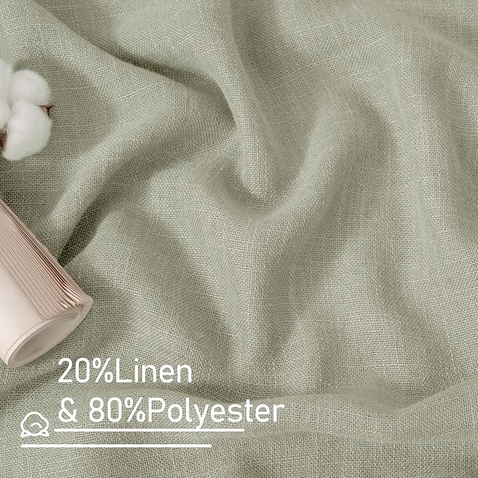 Sage Grey Linen Kitchen Curtains 30 Inch Length - Image 2