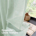 YoungsTex Light Green Linen Semi Sheer Curtains 45 Inch Length, Short Drapes - Image 7