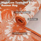 Findosom Fall Washable Runner Rug 2x3, Non Slip High-Low Textured Floral Small - Image 2