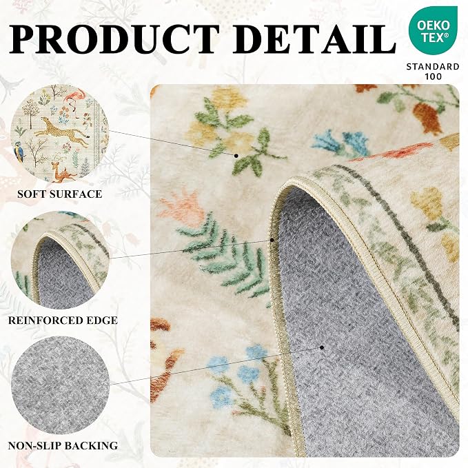DUKINO 4x5 Area Rug, Washable Animal Rug - Image 4