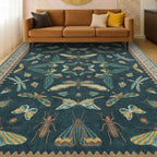 Insect Blue Green Living Room Rug 5x8 - Image 8