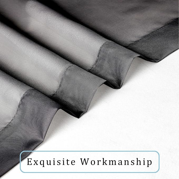 Black Sheer Curtains, Sheer Curtains 63 inch Length 2 Panels Set, Rod Pocket - Image 5