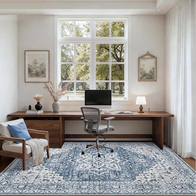 8x10 Area Rugs Living Room: Washable Vintage Rug - Image 9