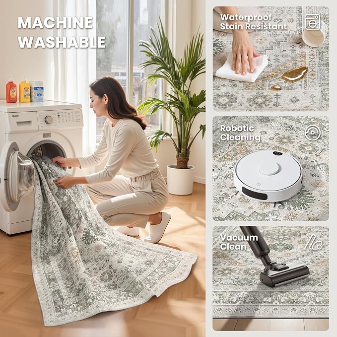 8x10 Area Rugs for Living Room, Large Washable Rug, Dining Room, Low Pile - Image 5