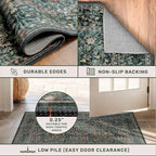 Dark Green Washable 2x8 Runner Rug Non Slip - Image 5