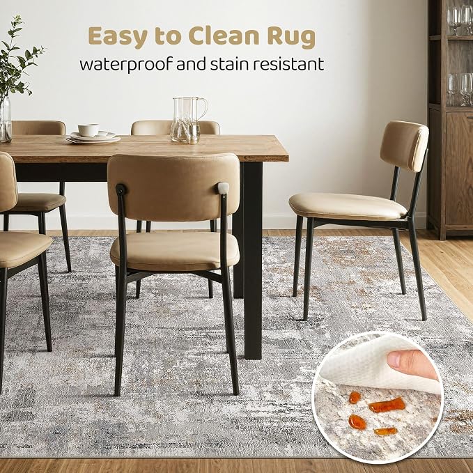 LOONGRUG 6x8 Area Rug Washable Neutral Modern Living Room Rugs Grey Rust | - Image 6