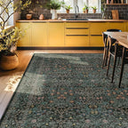 Vintage Dark Green Living Room Rug, 7x10 Washable Area Rugs - Image 4
