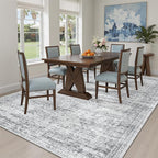 Soalmost 5x8 Area Rugs Grey Low Pile Washable Trendy Faded Style Rug | Vintage - Image 4