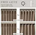 Farmhouse 80 Inch Brown Tan Pinch Pleated Linen Semi Sheer Curtains 2 Panel | - Image 5