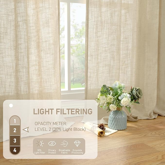 Light Filtering Linen Curtains 80 inches Long - Image 4