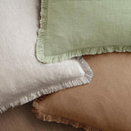 MIULEE Linen Fringe Decorative Euro Throw Pillow Covers Sage Green 24x24 | Set - Image 4