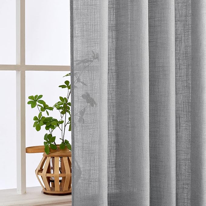 MIULEE Grey Linen Curtains 52x96 Inch Long - Image 5